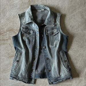 WOMANS DENIM VEST - Rubbish Distressed Ladies Vest - Size S
